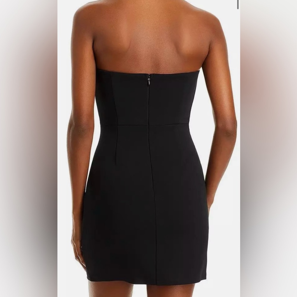 Aqua black Mini dress with three bow tie faux wrap boning size Xs NWT